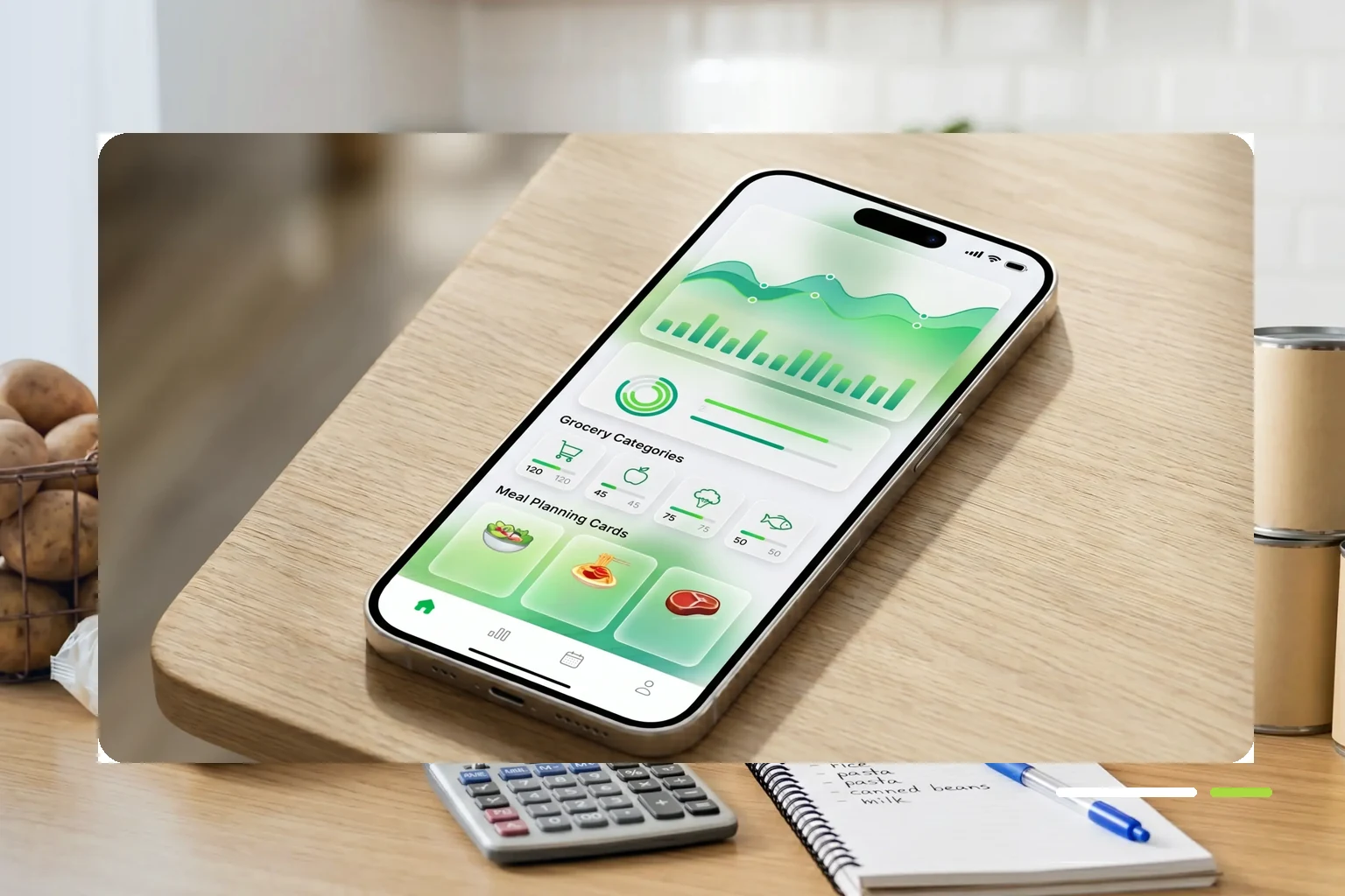 Strukturierter Budgetplan mit Wochenübersicht und digitaler Haushaltsplanung