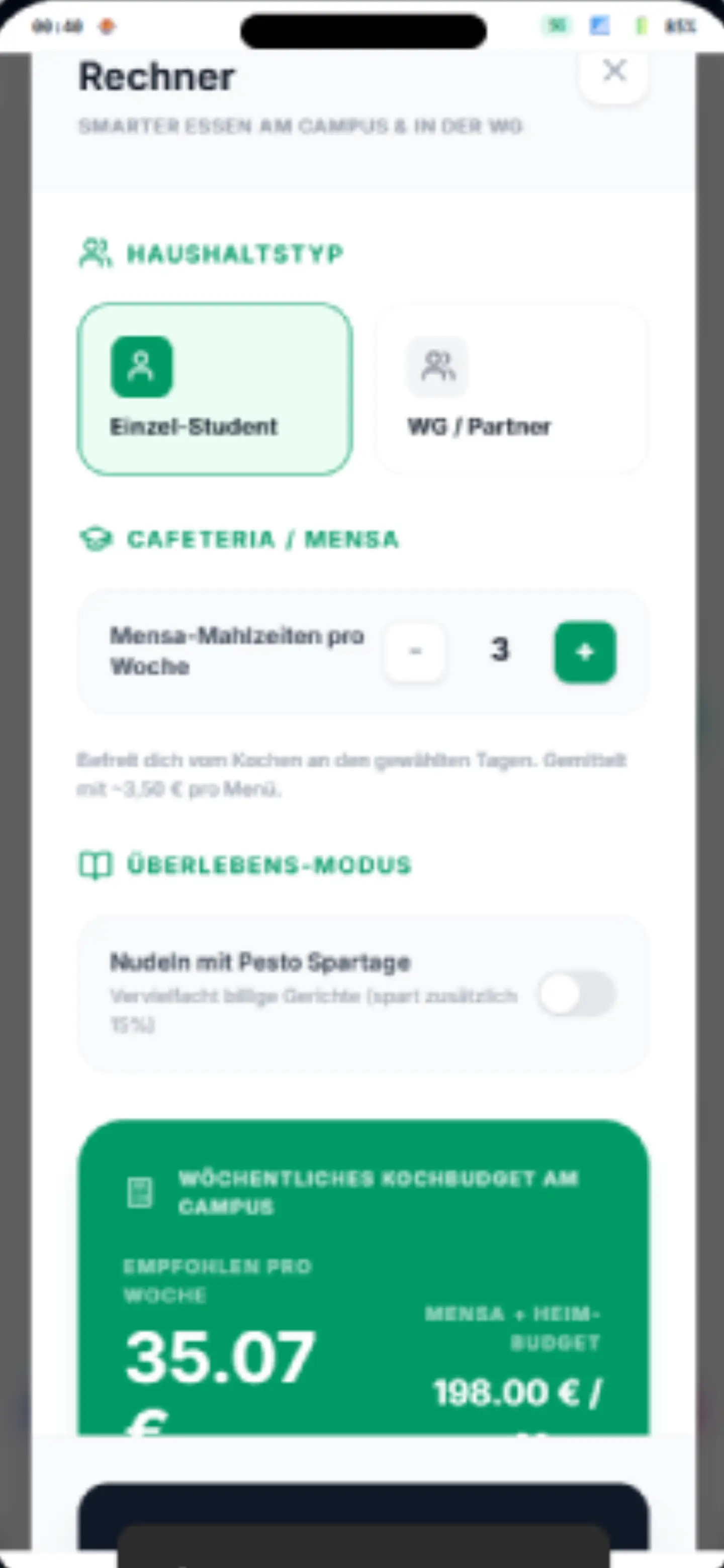 Smartteller Essensplanung für Studenten