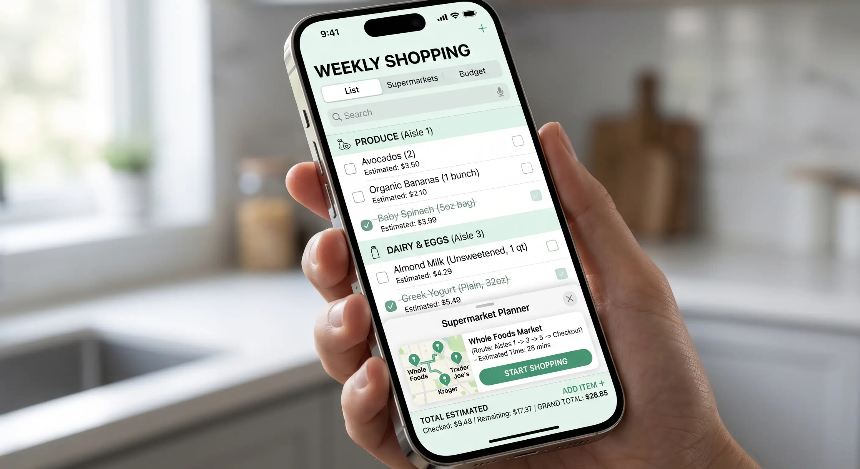 Automatisch erstellte Einkaufsliste in Smartteller